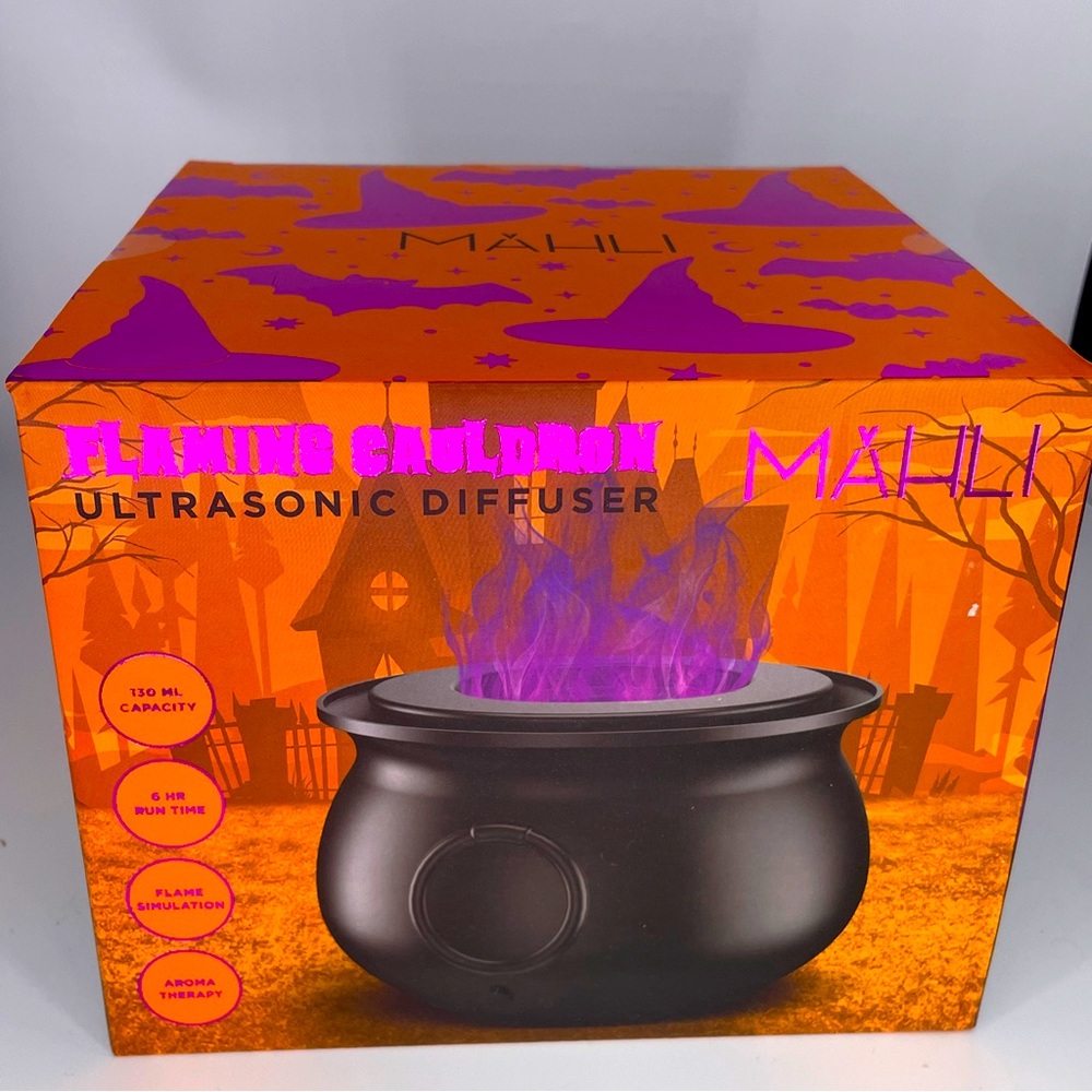 2024 Mahli Flaming Cauldron Aroma Diffuser Ultrasonic Halloween TikTok Purple
